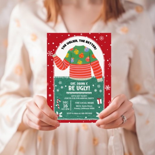 ユーモラスなアグレッシブセーター クリスマスパーティー 招待状