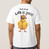 ユーモラスなアヒルのデザインで人生を楽しむ Tシャツ (裏面)