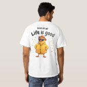 ユーモラスなアヒルのデザインで人生を楽しむ Tシャツ (裏面フル)