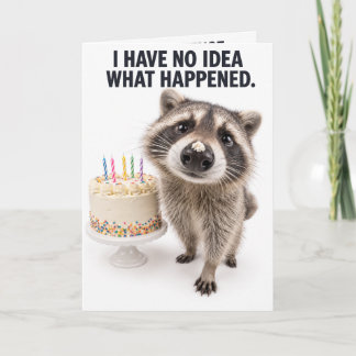 ユーモラスなアライグマの誕生日カード | ケーキの証拠は冗談 カード