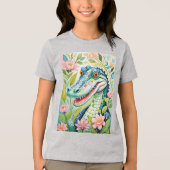 ユーモラスなアリゲーターの花モザイク トライブレンドＴシャツ (正面)