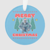 ユーモラスなイエティ クリスマスおめでとう オーナメント (正面)