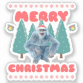 ユーモラスなイエティ クリスマスおめでとう シール (正面)