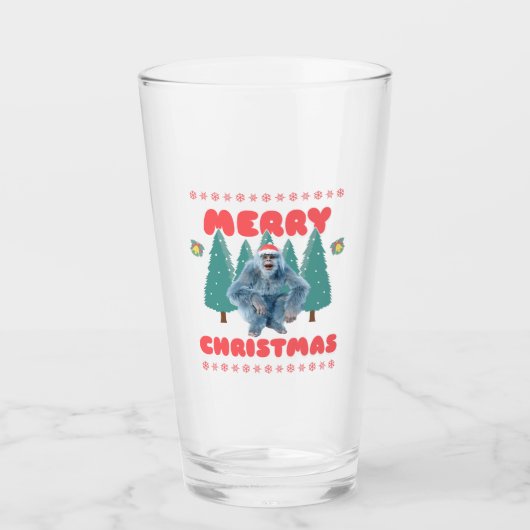 ユーモラスなイエティ クリスマスおめでとう タンブラーグラス (正面)
