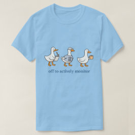 ユーモラスなオフィスカルチャーを描いたアヒルのイラスト Tシャツ