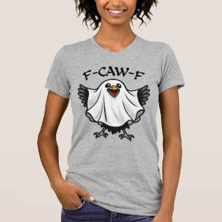ユーモラスなカラス幽霊「F-CAW-F」ハロウィン、お化けユーモア Tシャツ