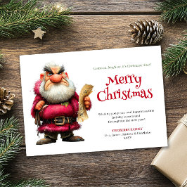 ユーモラスなカートゥーンサンタのカスタムダウンロードクリスマスカード シーズンカード