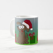 ユーモラスなキャラクターのクリスマス犬 コーヒーマグカップ (正面左)