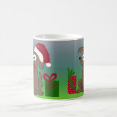 ユーモラスなキャラクターのクリスマス犬 コーヒーマグカップ (中央)