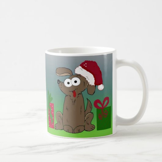 ユーモラスなキャラクターのクリスマス犬 コーヒーマグカップ (右)