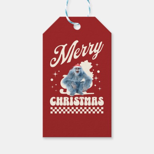 ユーモラスなクリスマスのイエティ ホリデーハッスル ギフトタグ (正面)