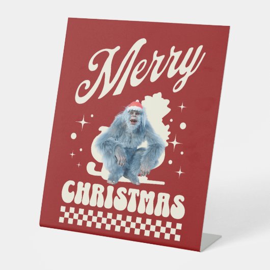 ユーモラスなクリスマスのイエティ・ホリデーハumor 台座サイン (正面)