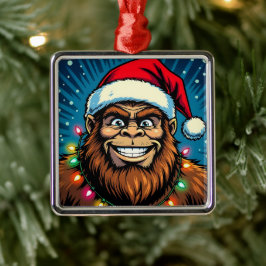 ユーモラスなクリスマスのサスクワッチ ビッグフット メタルオーナメント