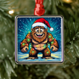ユーモラスなクリスマスのサスクワッチ ビッグフット メタルオーナメント