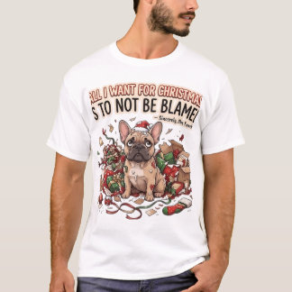 ユーモラスなクリスマスのフレンチブルドッグのホリデーギフト Tシャツ