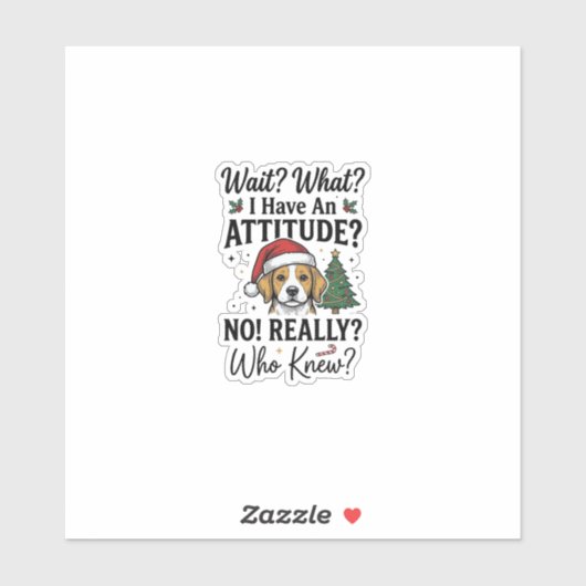 ユーモラスなクリスマスの犬の態度 ビンテージ風の彫刻Tシャツ シール (シート)