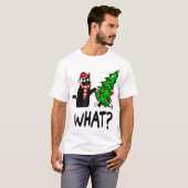 ユーモラスなクリスマスの猫の木デザイン Tシャツ (正面フル)