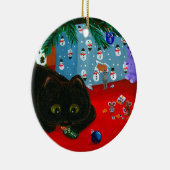 ユーモラスなクリスマスの黒猫アート Creationarts セラミックオーナメント (右)