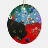 ユーモラスなクリスマスの黒猫アート Creationarts セラミックオーナメント (左)