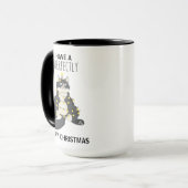 ユーモラスなクリスマスの黒猫 - シンプルな冬のユーモア マグカップ (正面左)