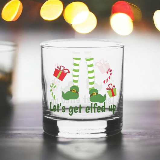 ユーモラスなクリスマスの「エルフになっちゃおう」 ウイスキーグラス
