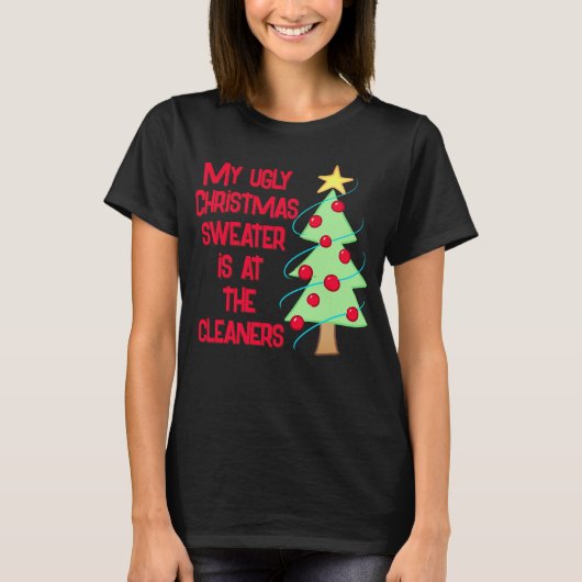 ユーモラスなクリスマスセーターの女性用Tシャツ Tシャツ (正面)