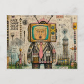 ユーモラスなコラージュ 藻 沼 AntiTrump ミックスメディア ポストカード (正面)