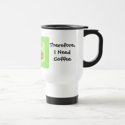 ユーモラスなコーヒーのデザインを教える トラベルマグ (右)