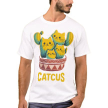 ユーモラスなサボテンネコちゃんTシャツ