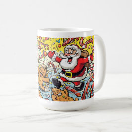 ユーモラスなサンタとジンジャーブレッドのクリスマスマグ コーヒーマグカップ