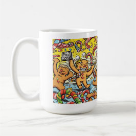 ユーモラスなサンタとジンジャーブレッドのクリスマスマグ コーヒーマグカップ