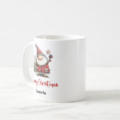 ユーモラスなサンタのキャラクター クリスマスコーヒーマグ コーヒーマグカップ (正面左)
