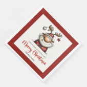 ユーモラスなサンタのキャラクター クリスマス テーブル ナプキン (コーナー)
