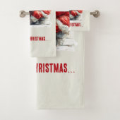 ユーモラスなサンタのクリスマスデザイン バスタオルセット (インサイチュ)