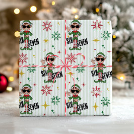 ユーモラスなシックスセブン 67 メメクリスマスエルフ ホリデーユーモア ラッピングペーパー