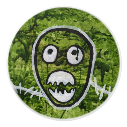 ユーモラスなスカルモンスターアート セラミックノブ (正面)