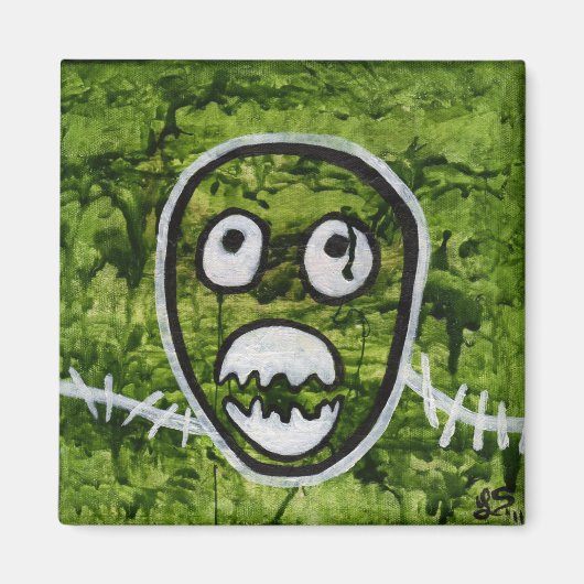ユーモラスなスカルモンスターアート マグネット (正面)