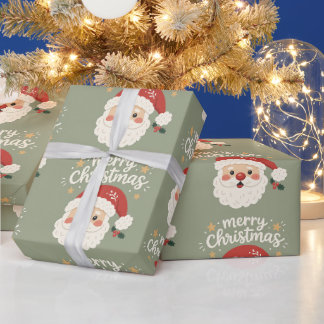 ユーモラスなスカンジナビアのサンタ メリークリスマス ラッピングペーパー