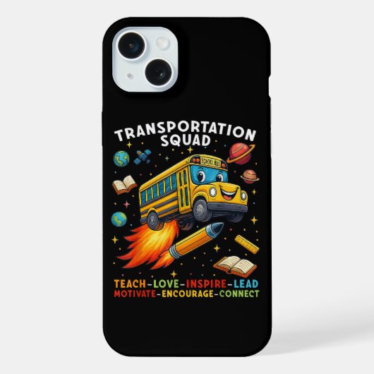 ユーモラスなスクールバスの運転手 トランスポーテーション班 iPhoneケース (裏面)
