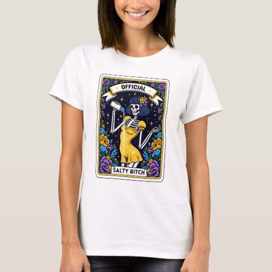 ユーモラスなスケルトンのSaltier Bタロット Tシャツ (正面)