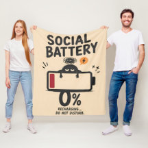 ユーモラスなソーシャルバッテリー0%充電中シェルパフリース