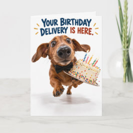 ユーモラスなダックスフントの誕生日カード | 魚眼レンズで撮った犬の面白グッズ カード