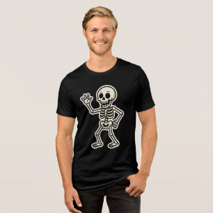 ユーモラスなダンスをするスケルトンステッカー – かわいいハロウィン トライブレンドTシャツ