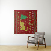 ユーモラスなツナのクリスマス猫 - ださいXmasピクセルスタイル タペストリー (インサイチュ(横))