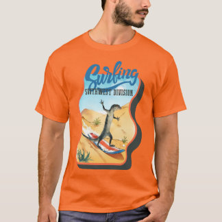 ユーモラスなトカゲのサーフィン サマーデザート サウスウェスト Tシャツ