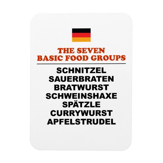 ユーモラスなドイツの7大食品グループ マグネット (縦)