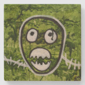 ユーモラスなドクロのモンスターアート ストーンコースター (正面)