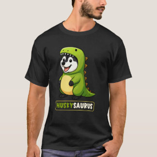 ユーモラスなハスキー恐竜コスチューム ティラノサウルス ハスキサウルス アニマル Tシャツ