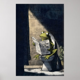 ユーモラスなバスルームの壁のためのカエルアートプリント ポスター