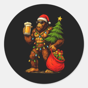 ユーモラスなビッグフットサンタ帽子ドリンククリスマスツリーXmas ラウンドシール